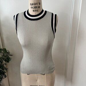 RAG & BONE Priya Metallic Striped Silver Knit Sleeveless Sweater Tank Top Size S